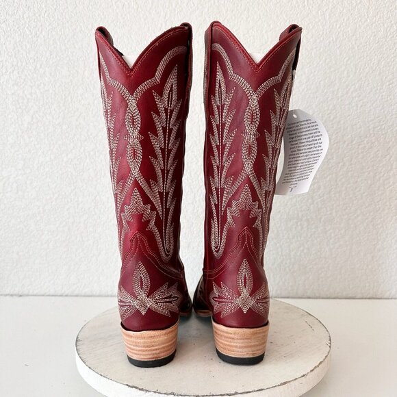 Lane LEXINGTON Red Cowboy Boots Womens 6.5 Leather Western Wear Snip Toe Tall - Picture 5 of 13